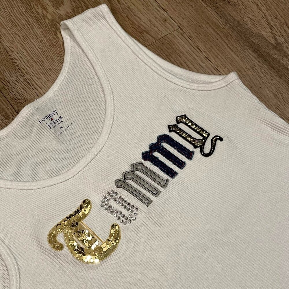 RARE 🔥 Tommy Jeans Y2K Sequin Grunge Tank Top
